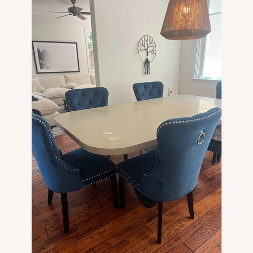 Used Custom Made Light Gray Wood Dining Table for sale on AptDeco
