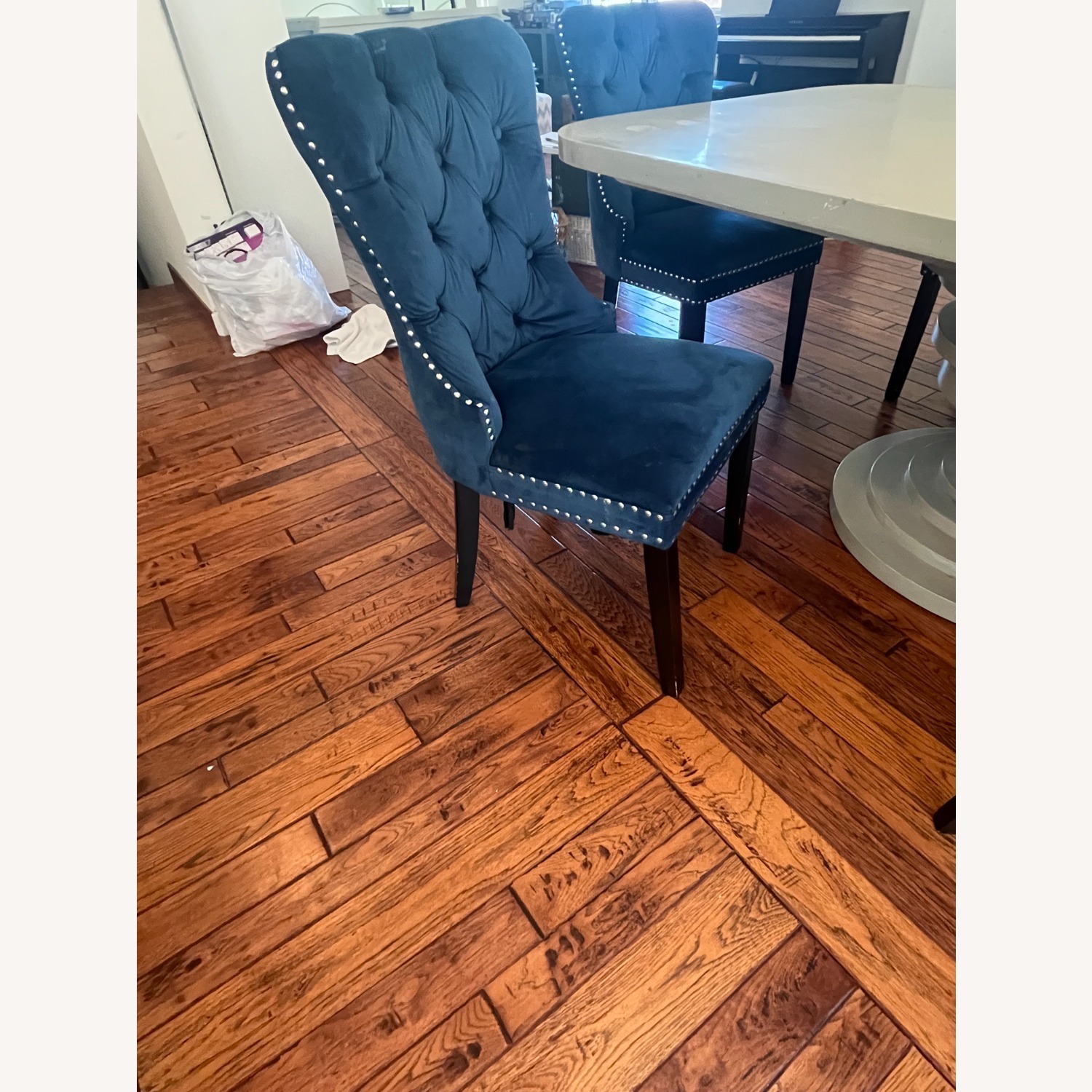 Custom Made Light Gray Wood Dining Table - image-7