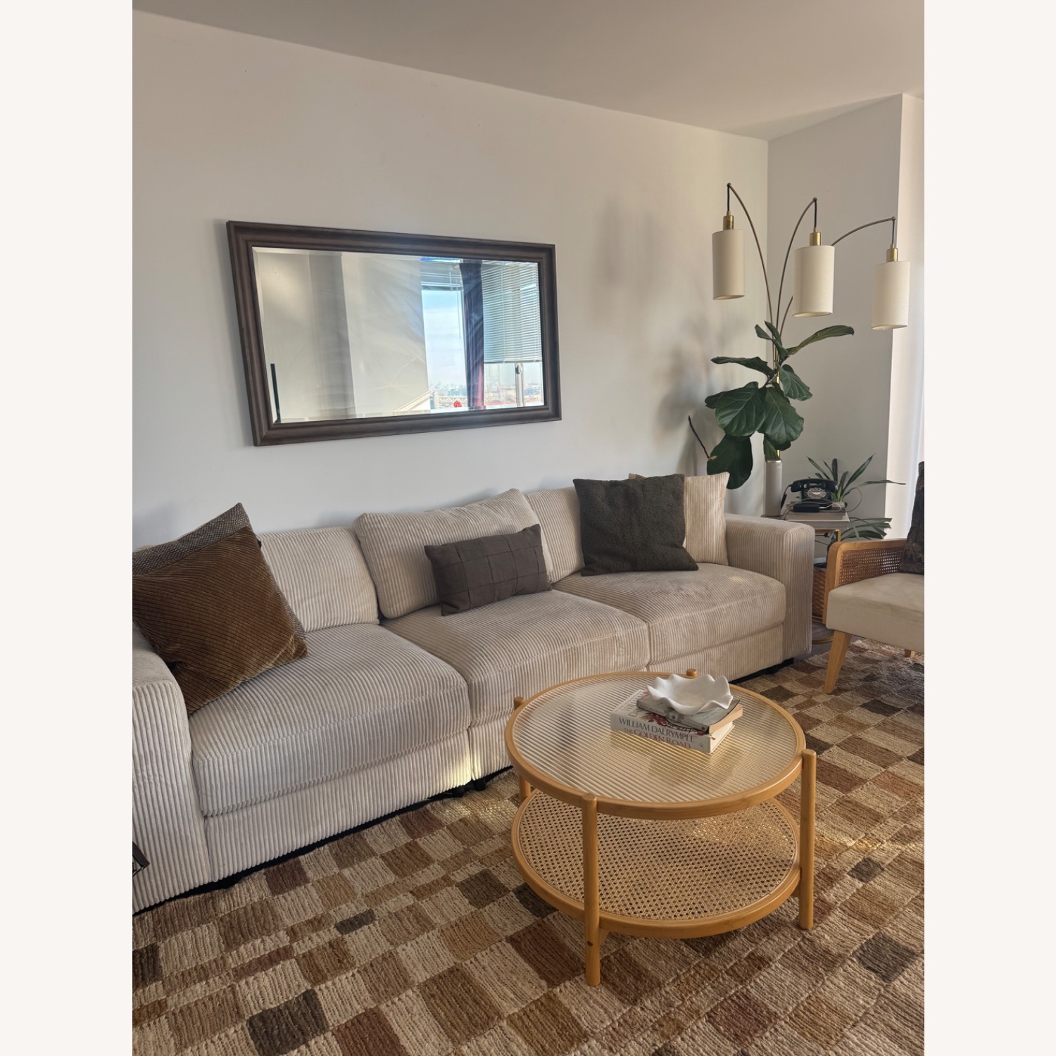 Latitude Run® Oversized 105” Cream Corduroy Sofa - image-2