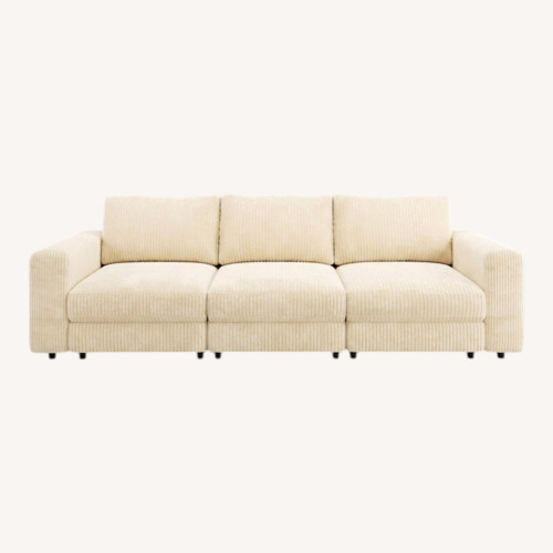 Used Latitude Run® Oversized 105” Cream Corduroy Sofa for sale on AptDeco