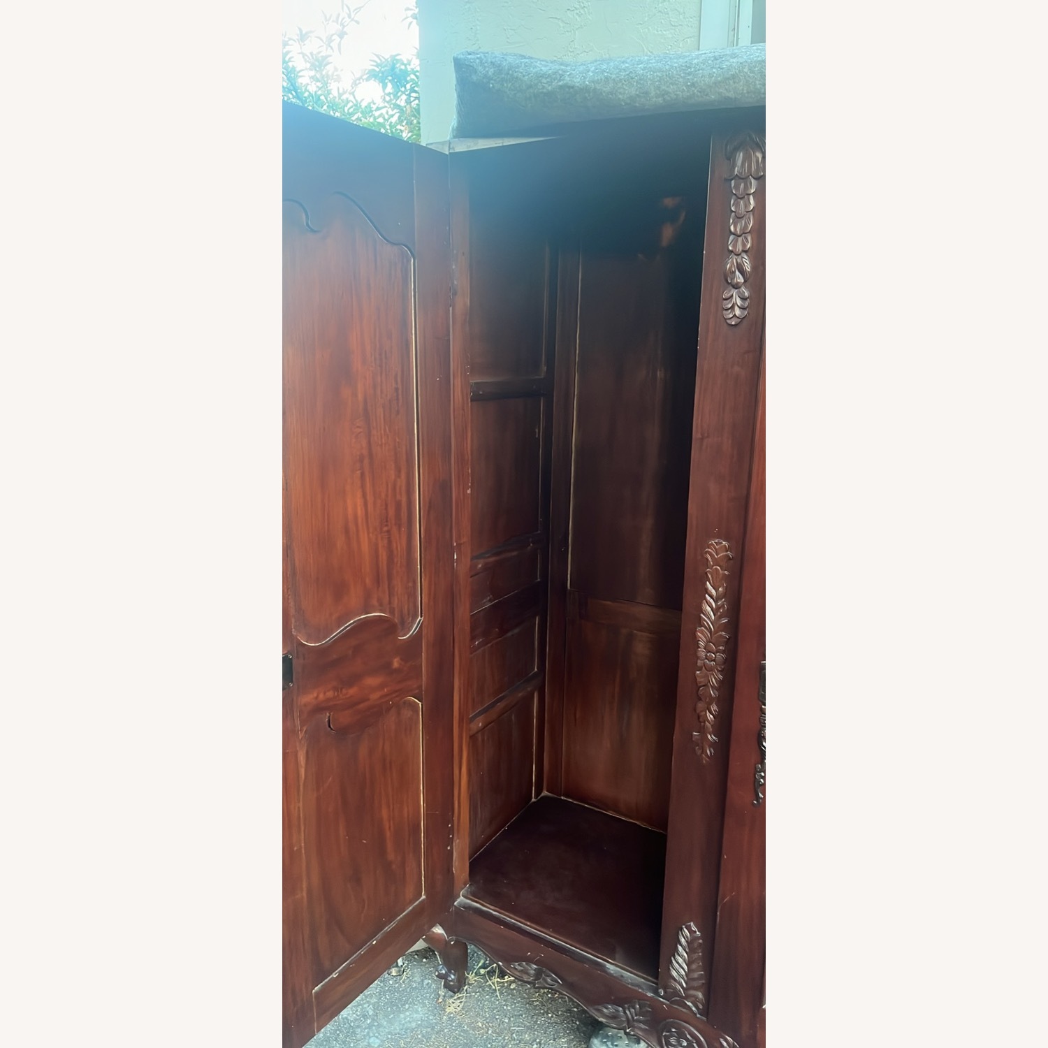 Vintage/Antique Inherited Dark Brown Wood Armoire - image-2