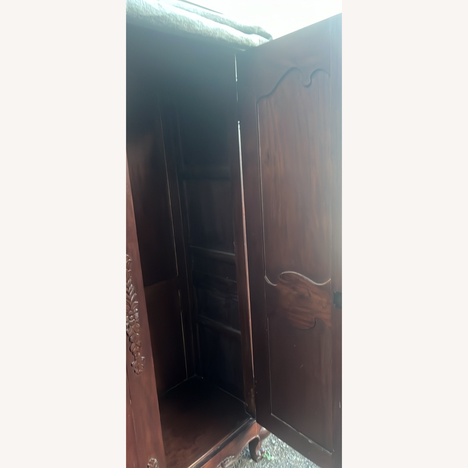 Vintage/Antique Inherited Dark Brown Wood Armoire - image-3