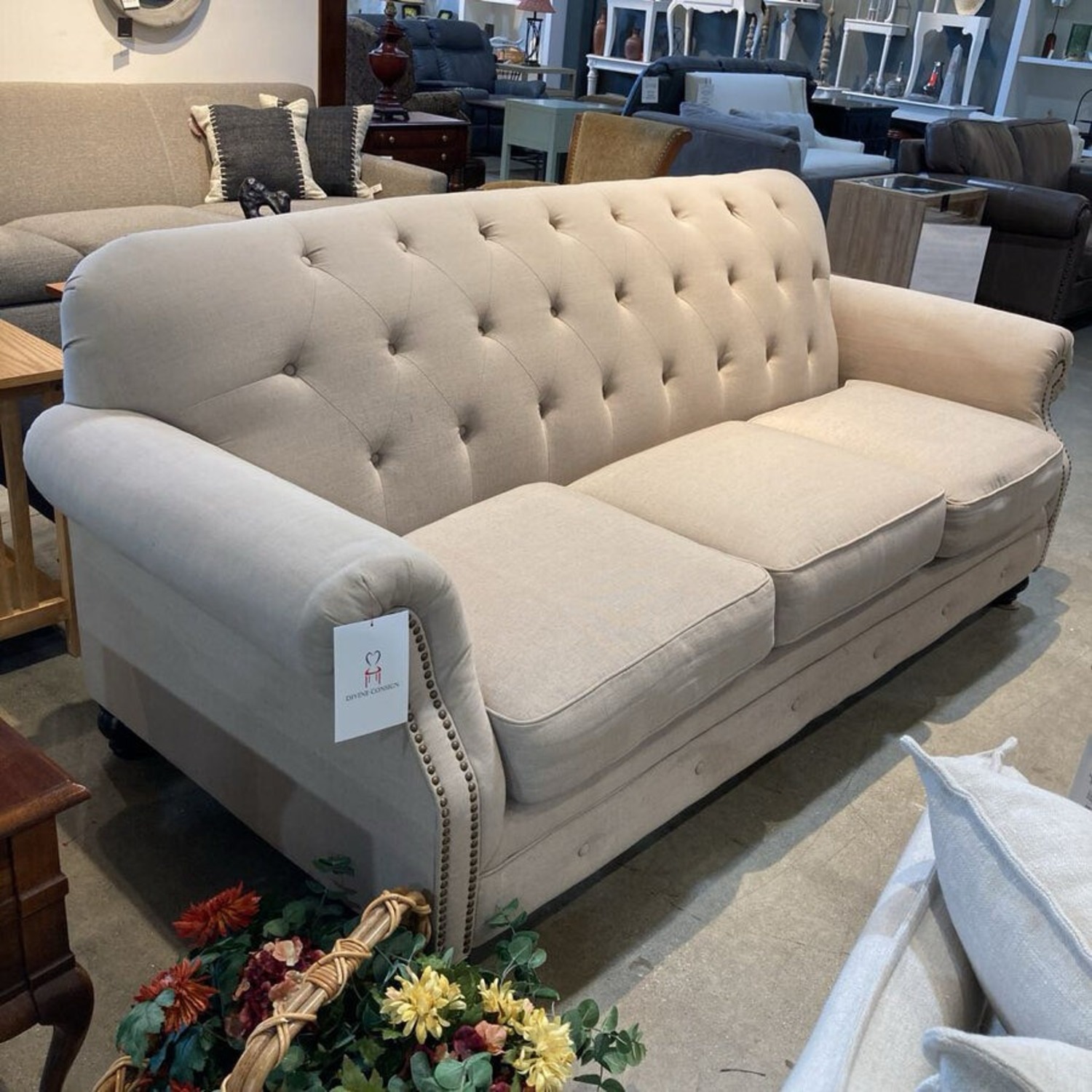 Kieran Traditional Roll-Arm Sofa Natural - image-2