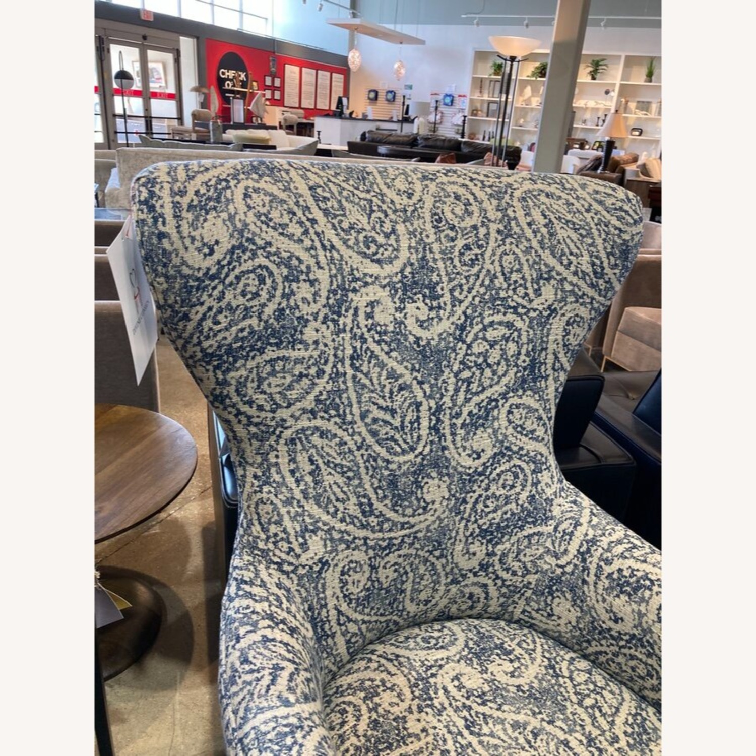 Modern High Wingback Paisley Pattern Chair - image-5