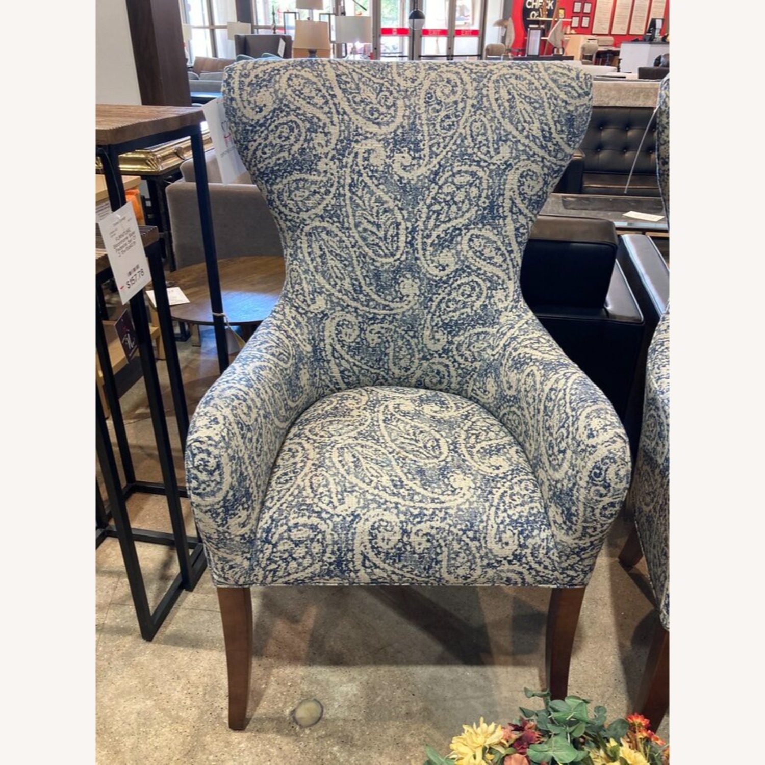 Modern High Wingback Paisley Pattern Chair - image-3