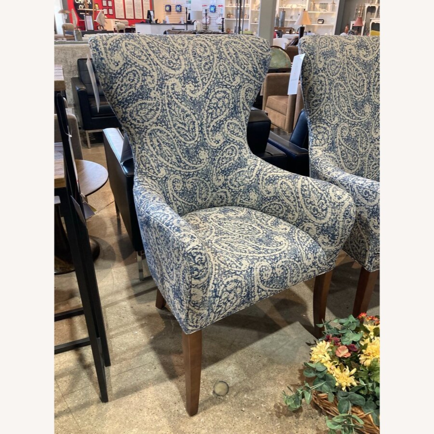 Modern High Wingback Paisley Pattern Chair - image-2