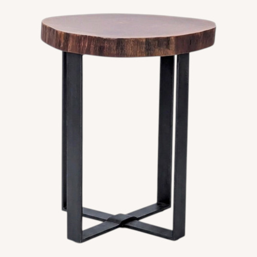 Used Pottery Barn Live Edge Accent Table on Steel Base for sale on AptDeco