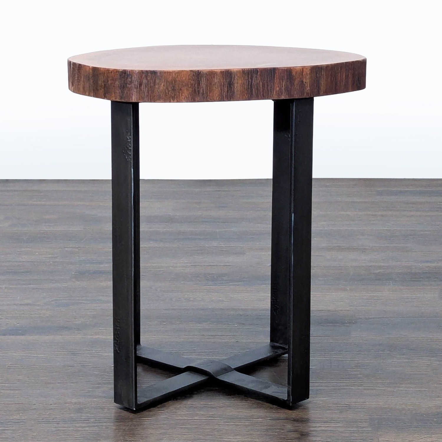 Pottery Barn Live Edge Accent Table on Steel Base - image-5