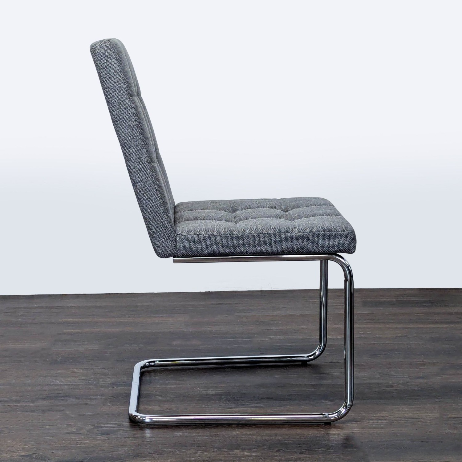 CB2 Button Tufted Dining Chair on a Metal Frame - image-5