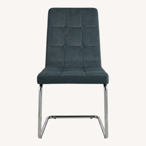 Used CB2 Button Tufted Dining Chair on a Metal Frame for sale on AptDeco