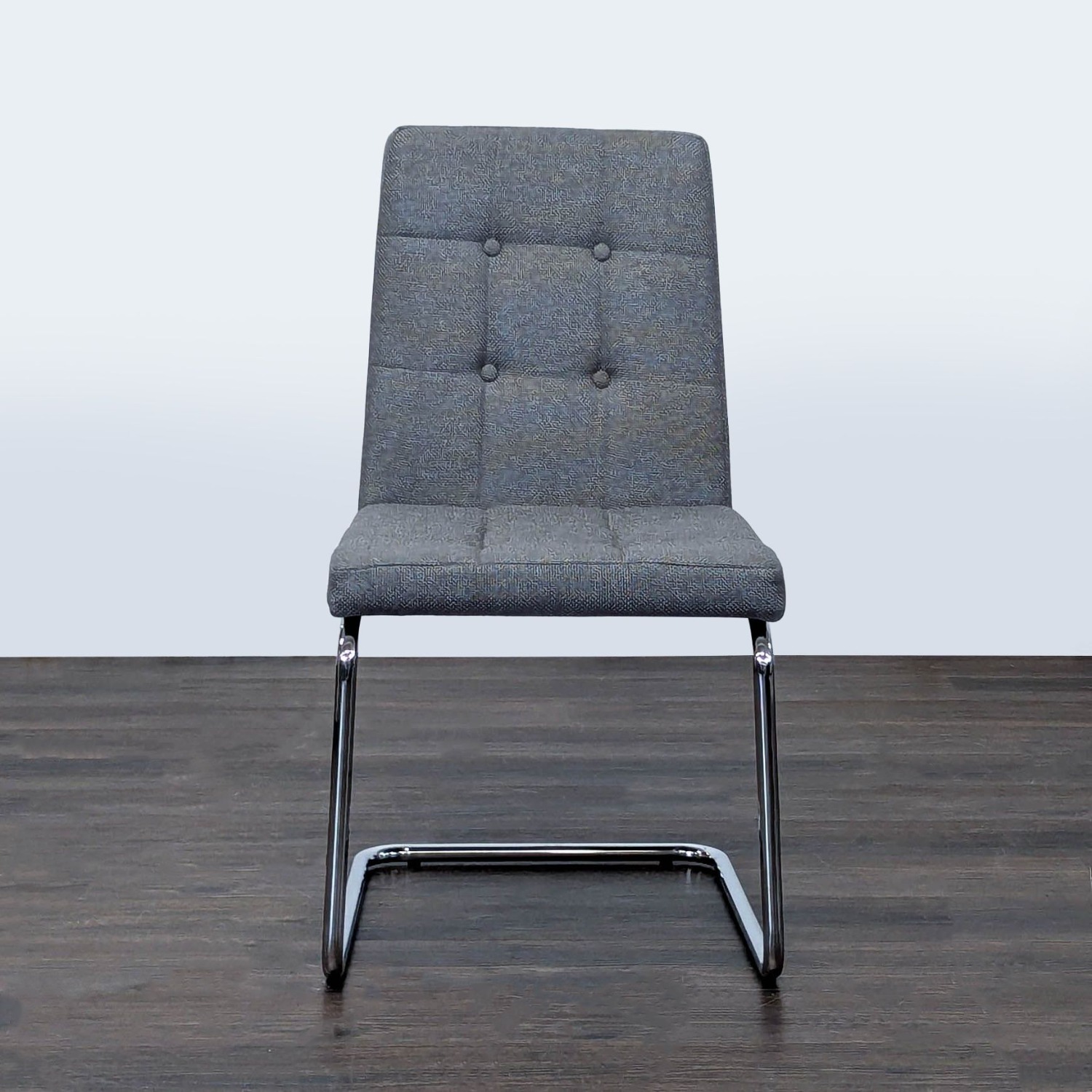 CB2 Button Tufted Dining Chair on a Metal Frame - image-7