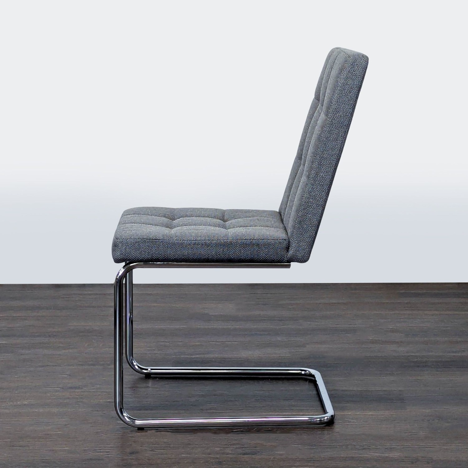 CB2 Button Tufted Dining Chair on a Metal Frame - image-3