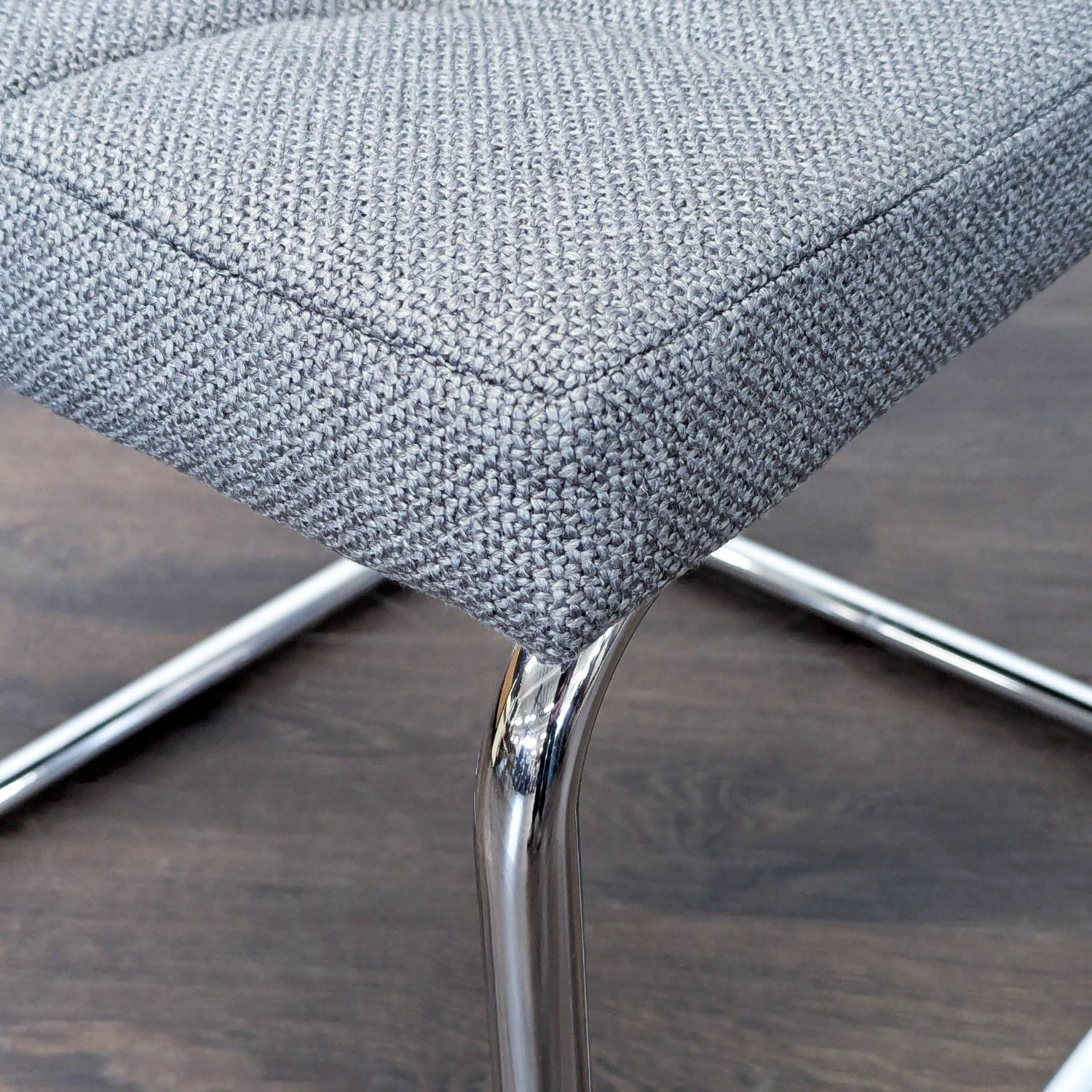 CB2 Button Tufted Dining Chair on a Metal Frame - image-2