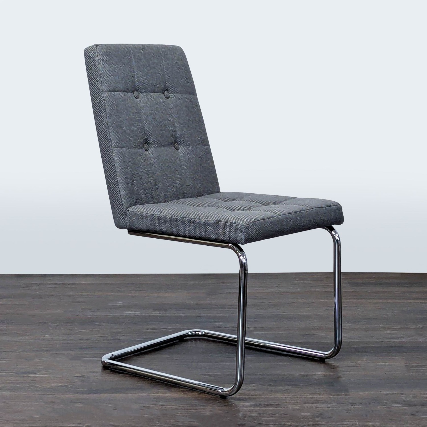 CB2 Button Tufted Dining Chair on a Metal Frame - image-6