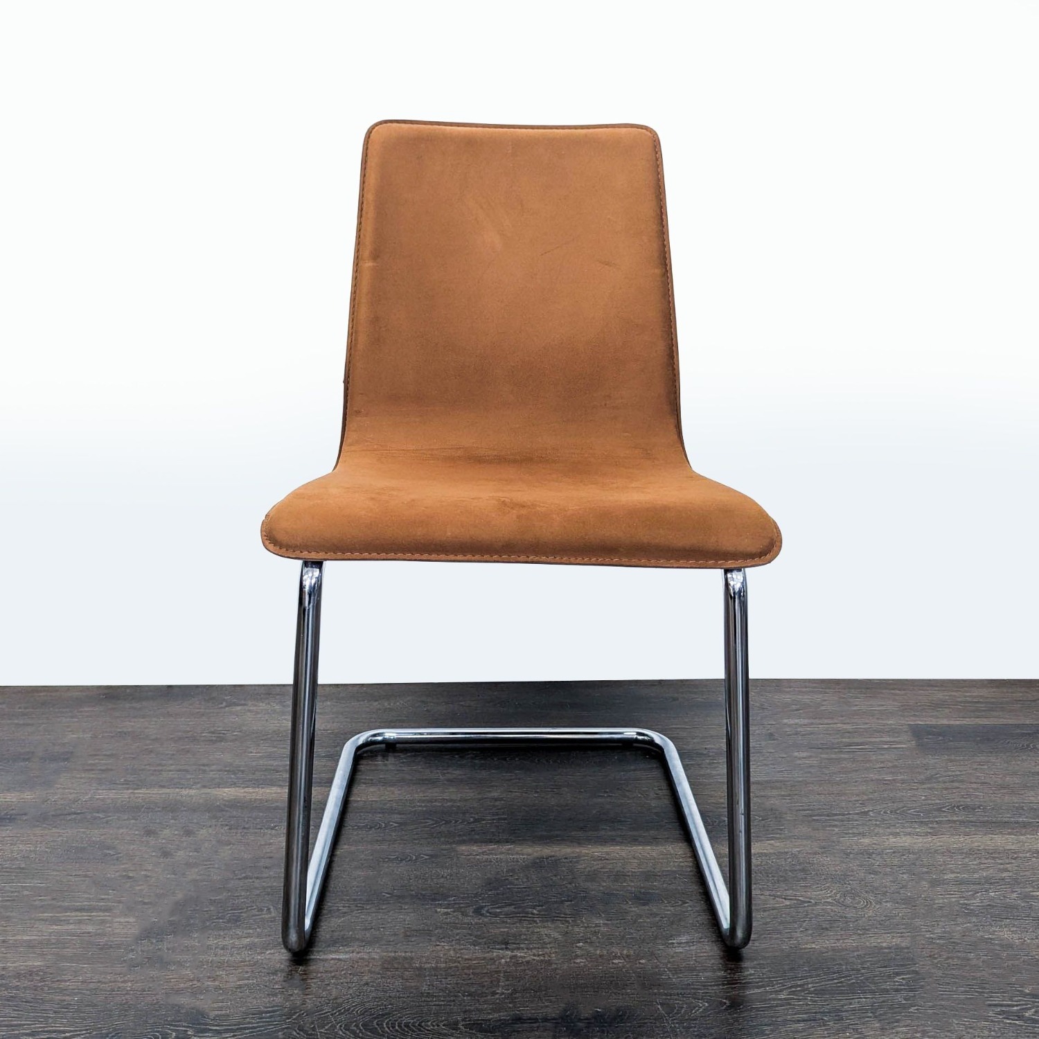 CB2 Leather/Suede Dining Chair on Chrome Frame - image-8