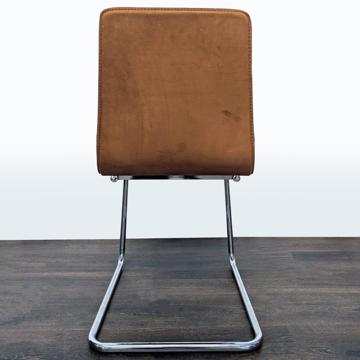 CB2 Leather/Suede Dining Chair on Chrome Frame - image-4