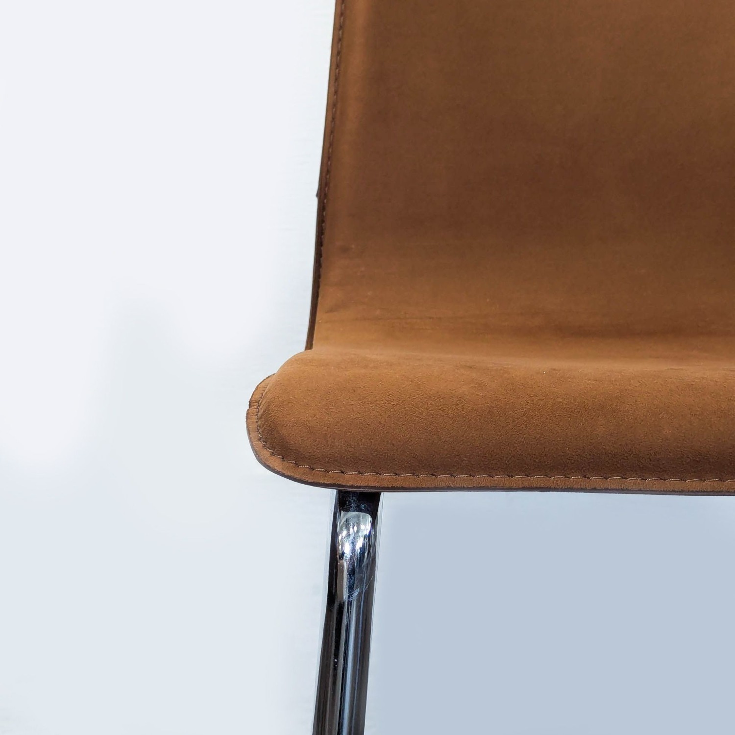 CB2 Leather/Suede Dining Chair on Chrome Frame - image-2