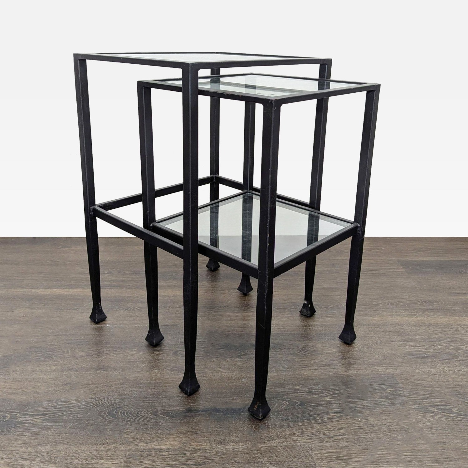 Pair of Metal and Glass Nesting Tables	 - image-8