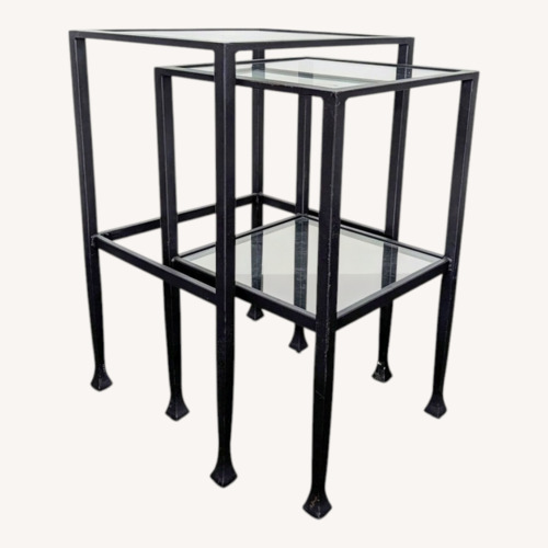 Used Pair of Metal and Glass Nesting Tables	 for sale on AptDeco