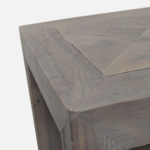 Used Rustic Wood End Table with Herringbone  for sale on AptDeco