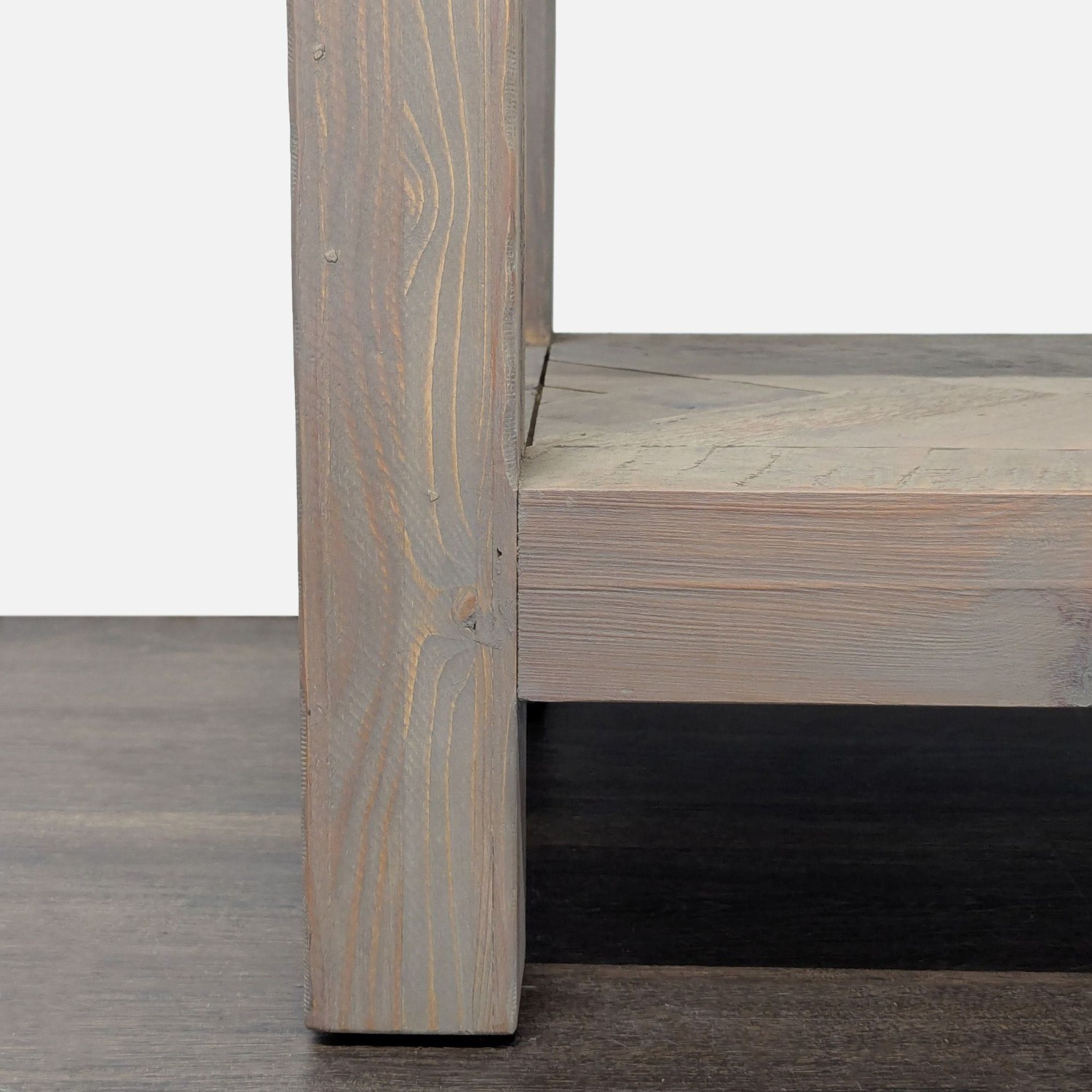 Rustic Wood End Table with Herringbone  - image-3