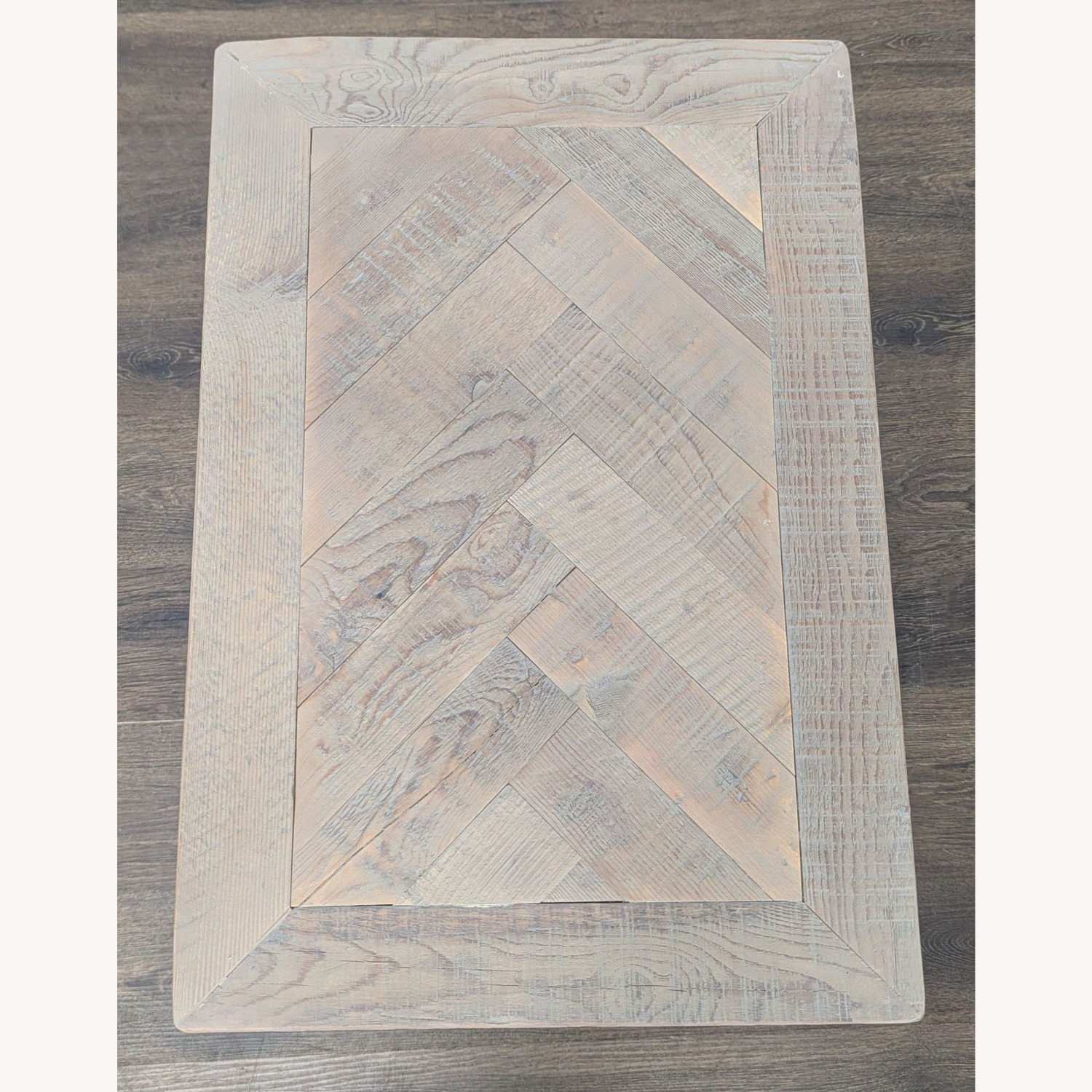 Rustic Wood End Table with Herringbone  - image-7