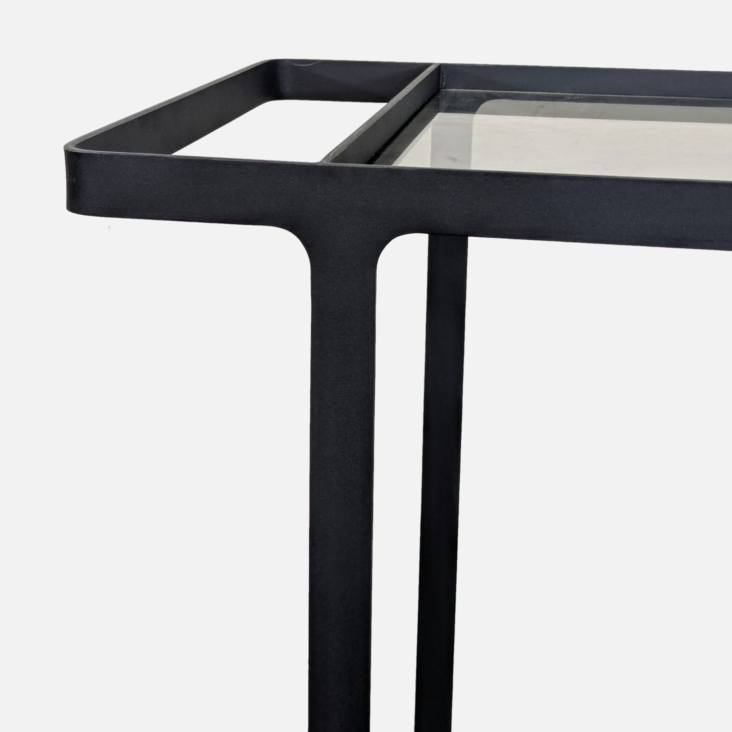 Two Tier Glass and Metal Console Table on Castors - image-4