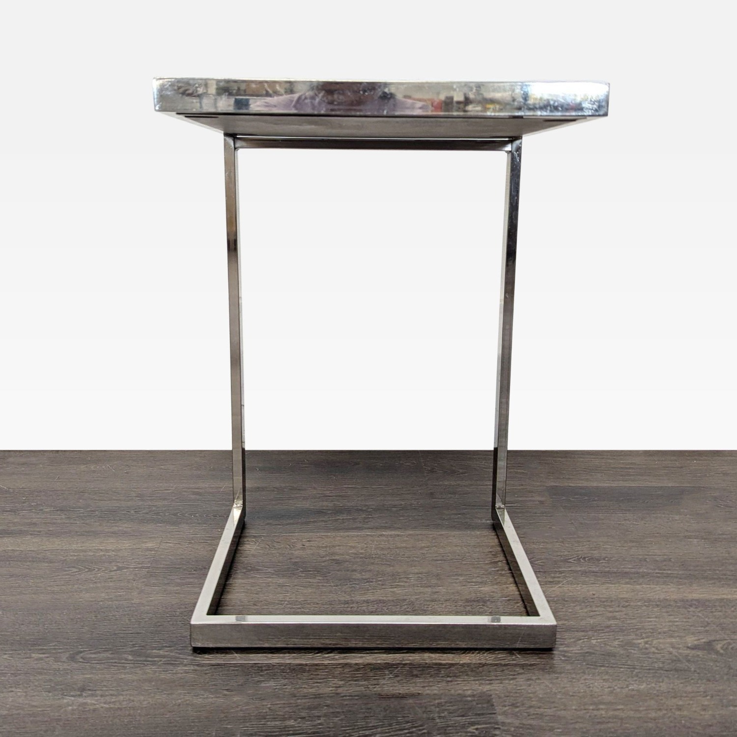 Wood and Metal "C" Table - image-1