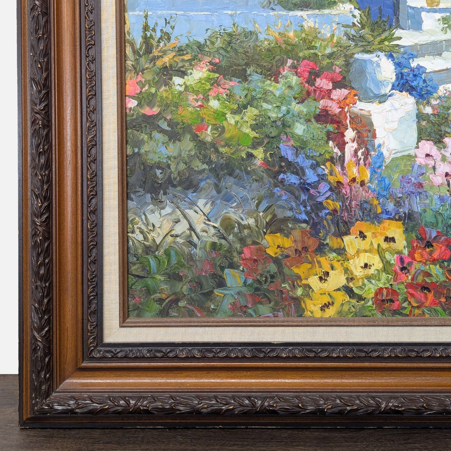 Framed Mediterranean Seaside House Acrylic Art - image-2