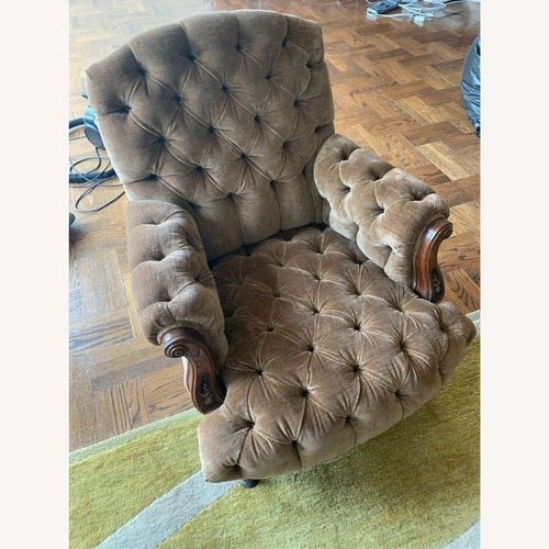 Used Vintage Victorian Tufted Velvet Lounge Chair  for sale on AptDeco