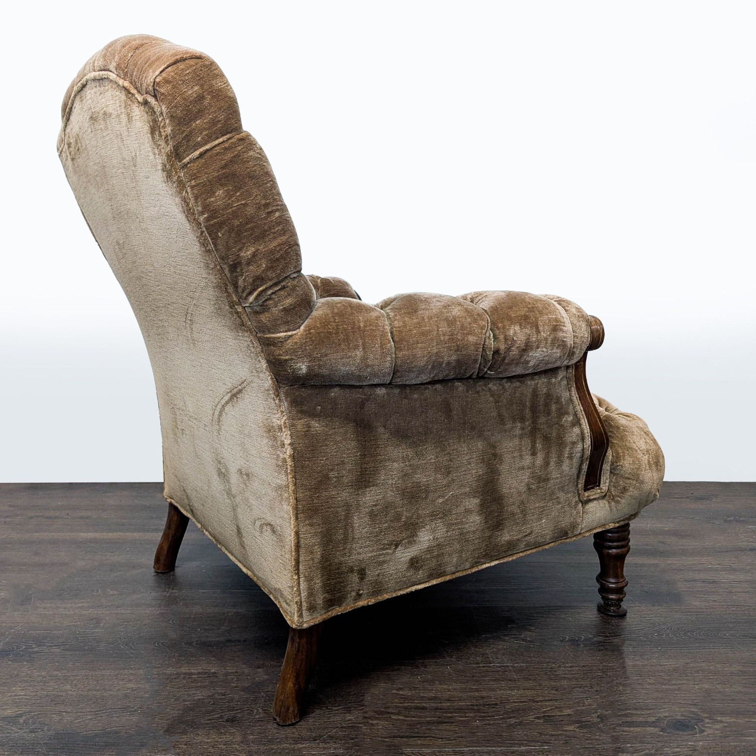 Vintage Victorian Tufted Velvet Lounge Chair  - image-7