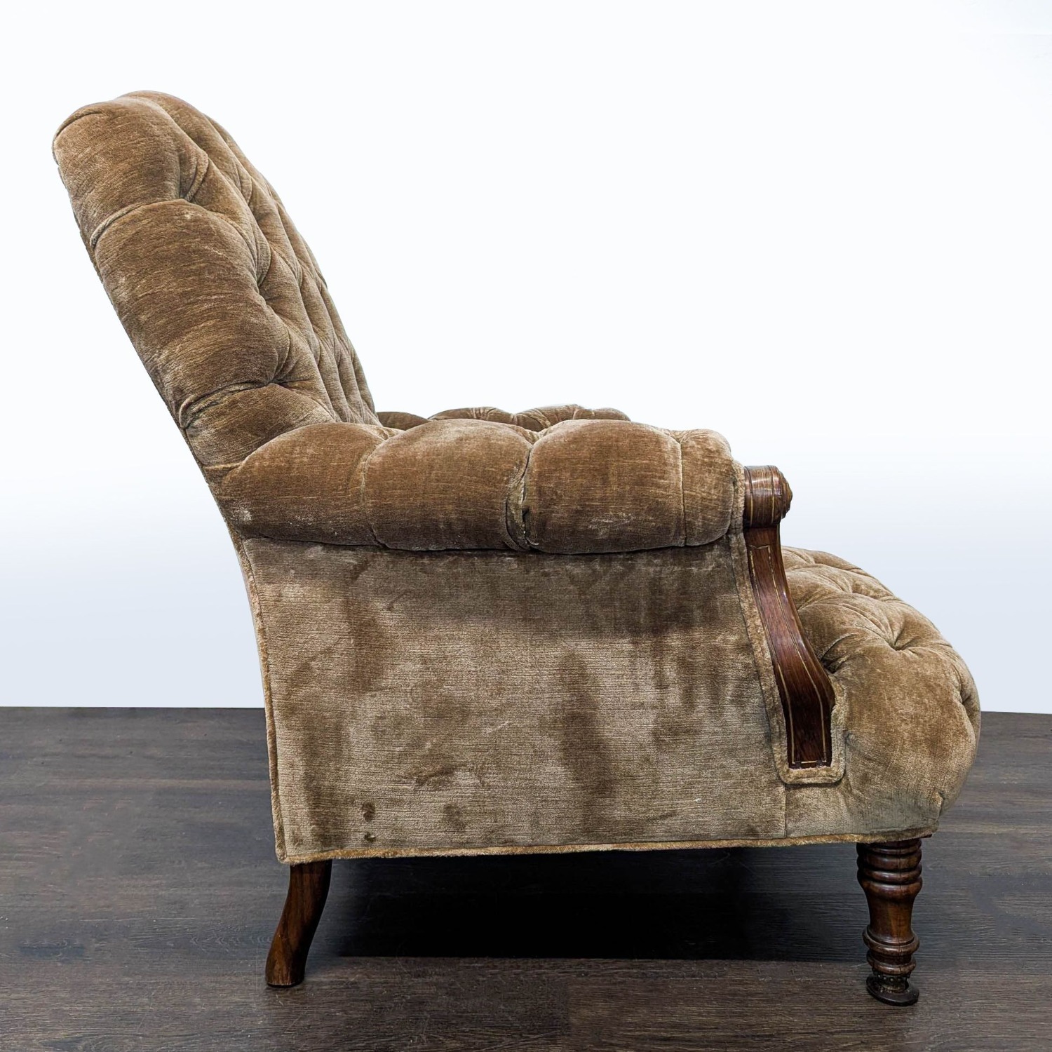Vintage Victorian Tufted Velvet Lounge Chair  - image-8