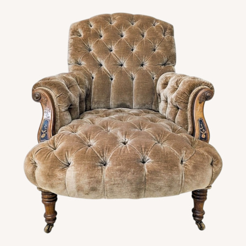 Used Vintage Victorian Tufted Velvet Lounge Chair  for sale on AptDeco