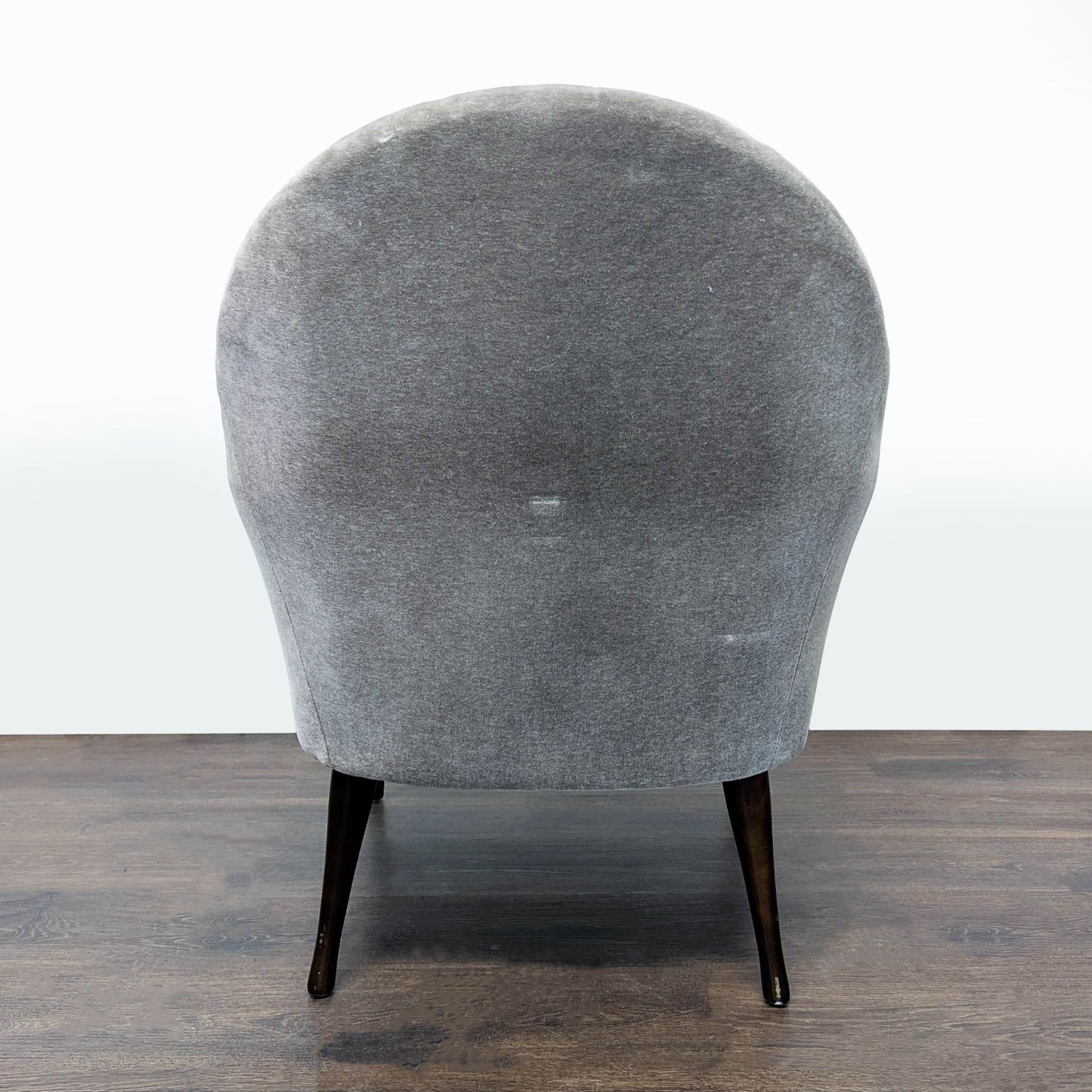 Modern Gray Velvet Lounge Chair with Curved Back  - image-7