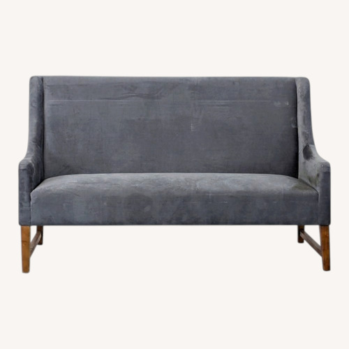 Used Modern Grey Loveseat/Banquette with Wooden Legs for sale on AptDeco