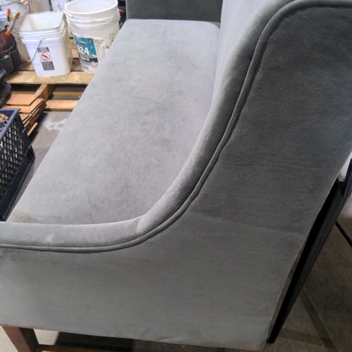 Used Modern Grey Loveseat/Banquette with Wooden Legs for sale on AptDeco