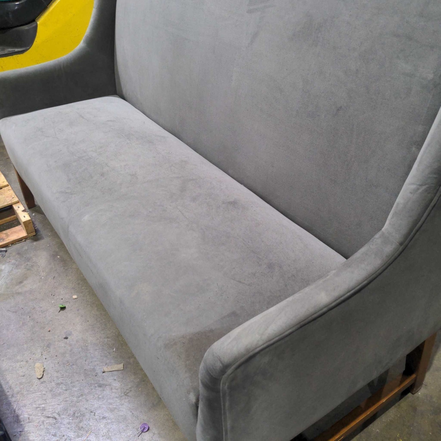 Modern Grey Loveseat/Banquette with Wooden Legs - image-2