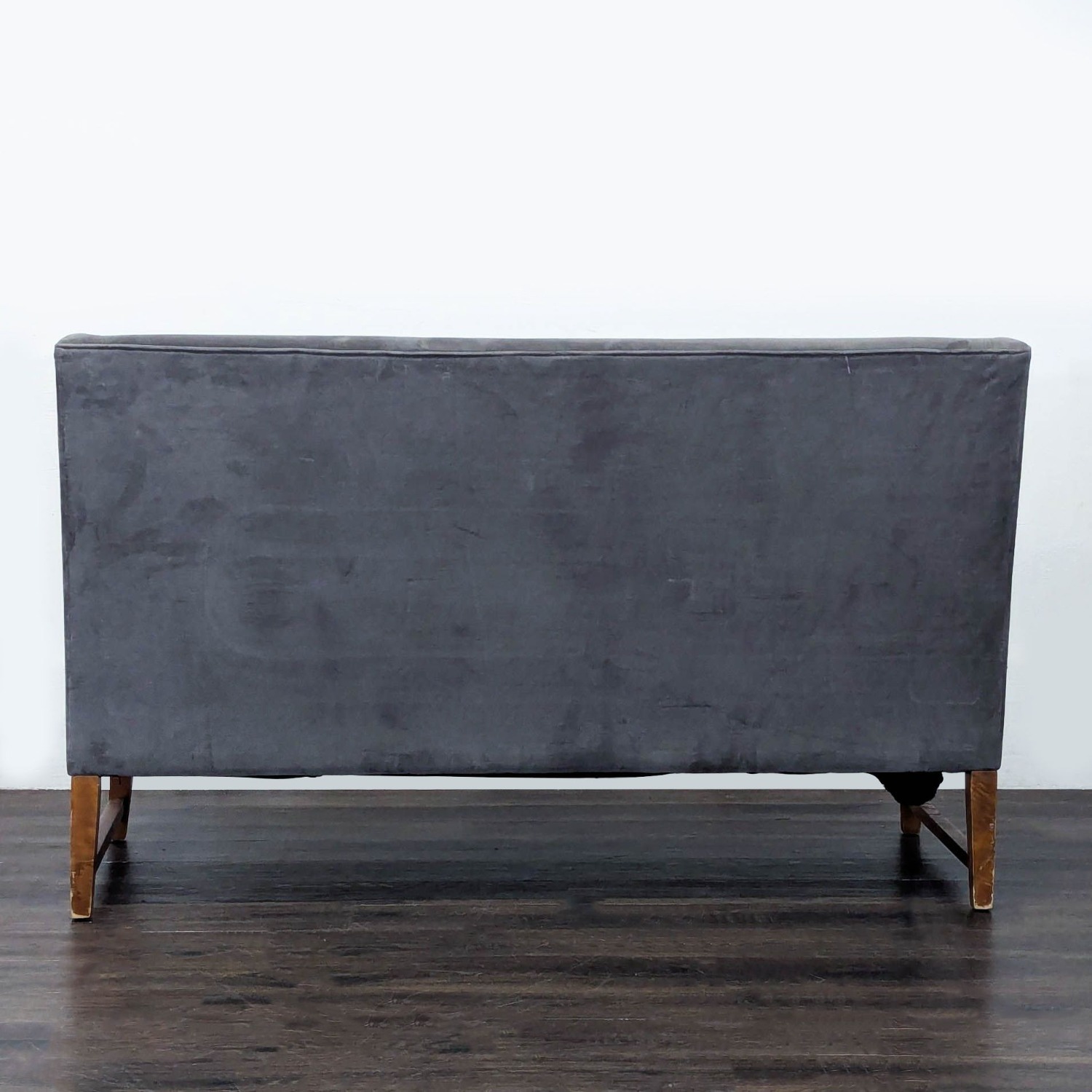 Modern Grey Loveseat/Banquette with Wooden Legs - image-6