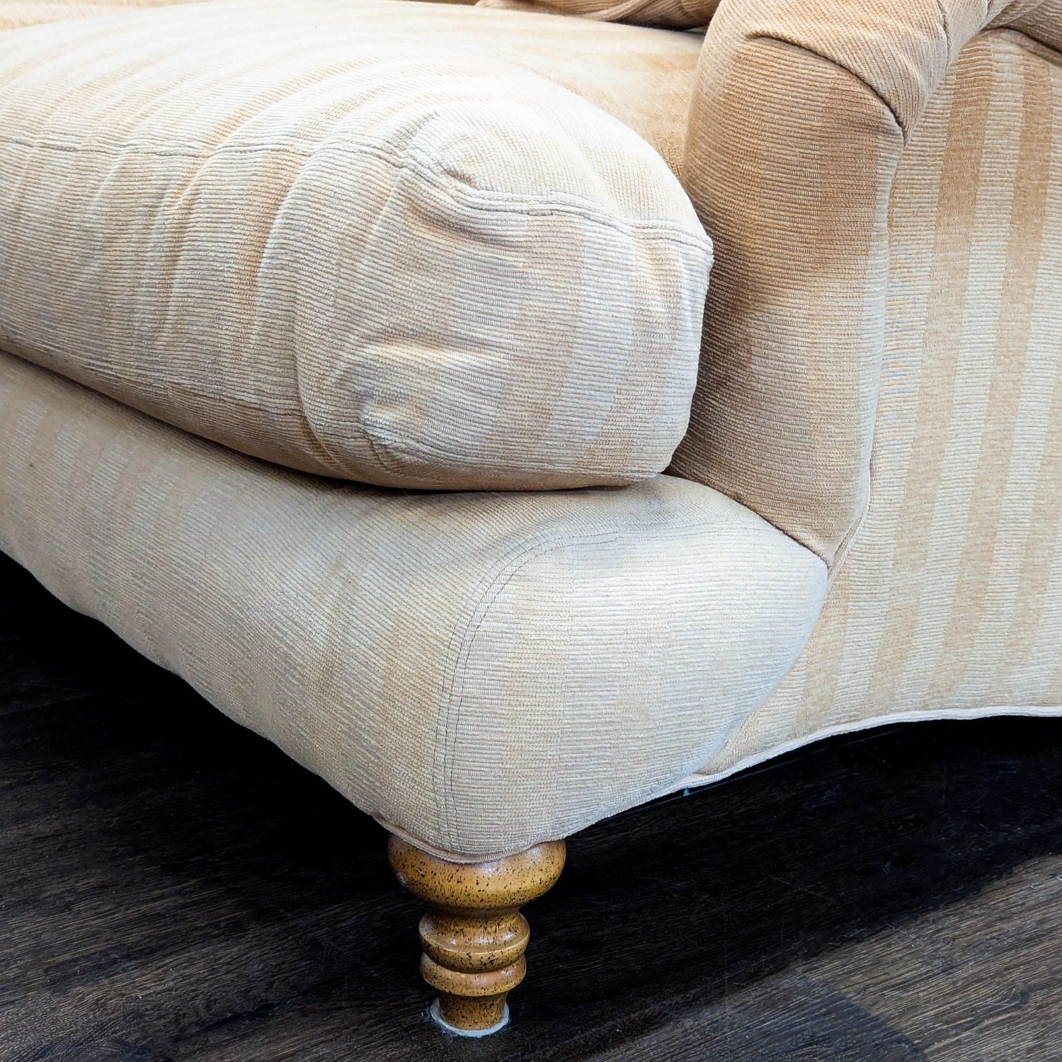 Crate & Barrel Essex 3-Seat Beige Striped Sofa  - image-3
