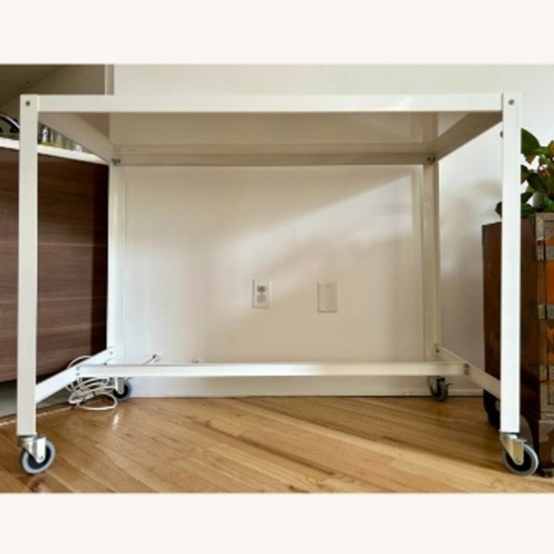 Used CB2 Go Kart White Modern Rolling Desk  for sale on AptDeco