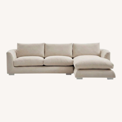 Used Valyou Furniture White Fabric 2 Piece Sectional for sale on AptDeco