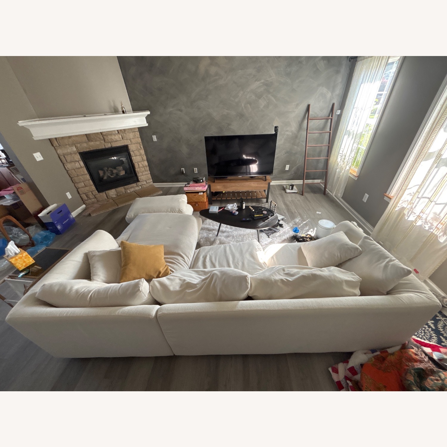 Valyou Furniture White Fabric 2 Piece Sectional - image-2