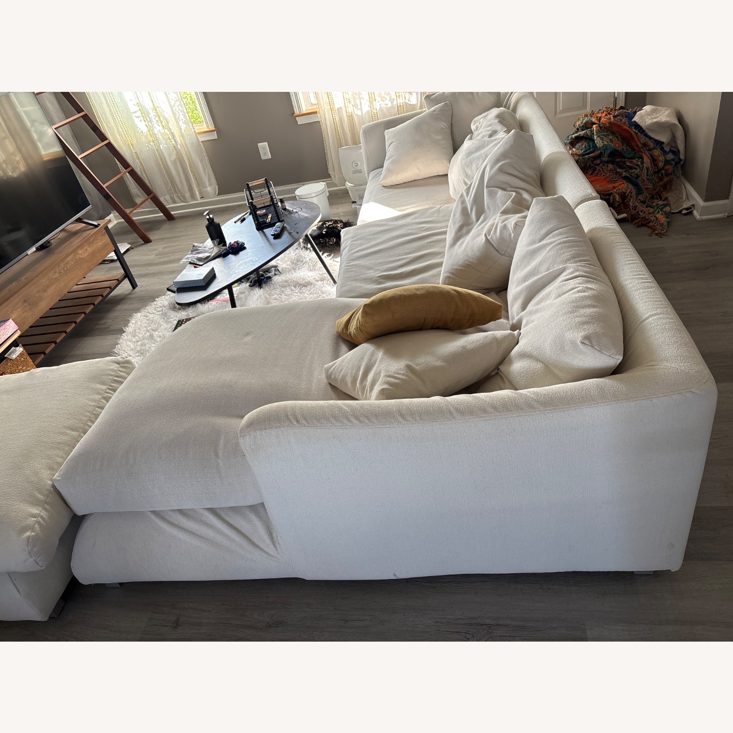 Valyou Furniture White Fabric 2 Piece Sectional - image-3