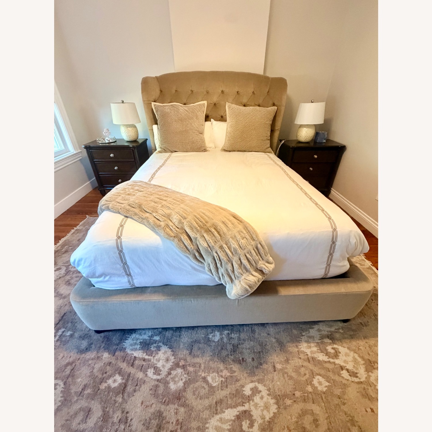 Arhaus Tufted Natural Fabric Queen Bed - image-2