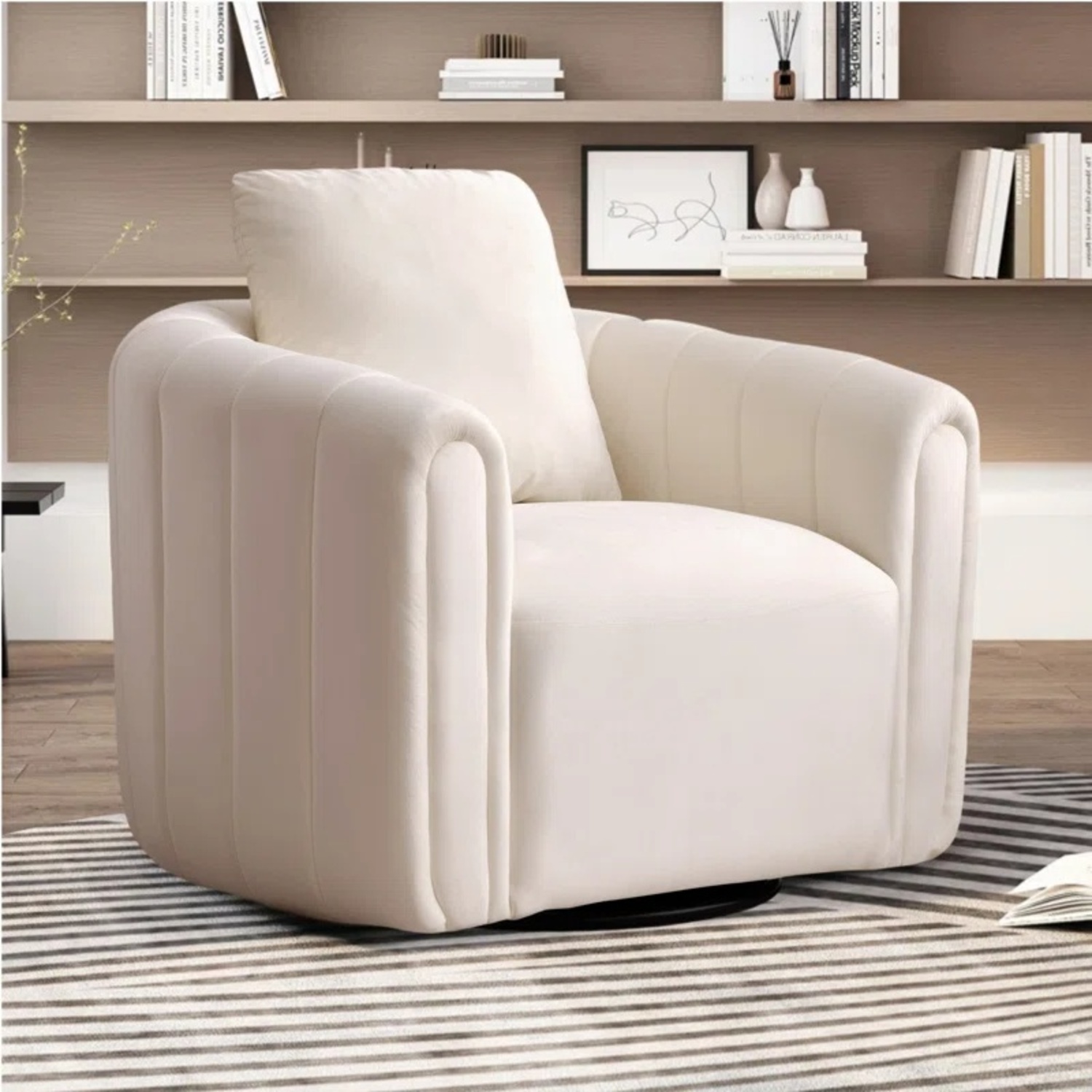 Deria 30.5'' W Velvet Swivel Barrel Chair - image-8