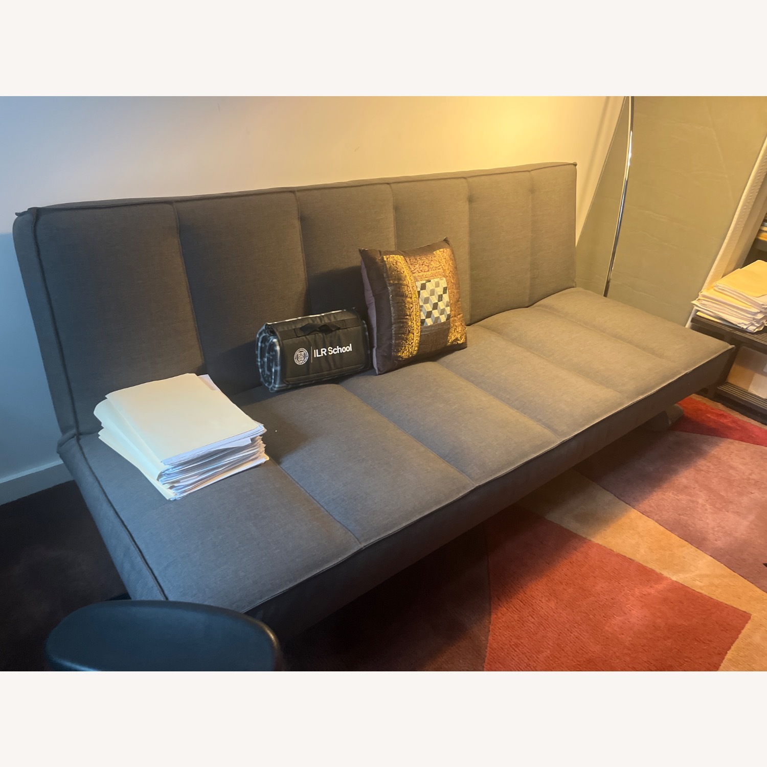 CB2 Dark Brown Fabric Futon - image-1