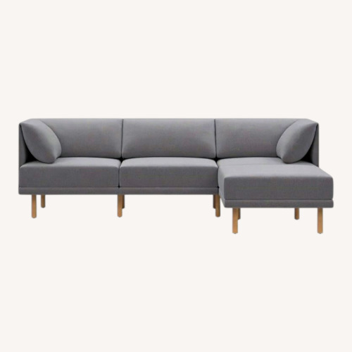Used Burrow Range Light Gray Wood 3 Piece Sectional for sale on AptDeco