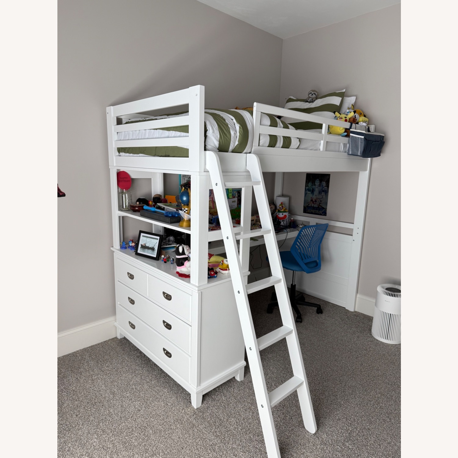 Chadwick Twin White Loft Bed with Desk - image-4