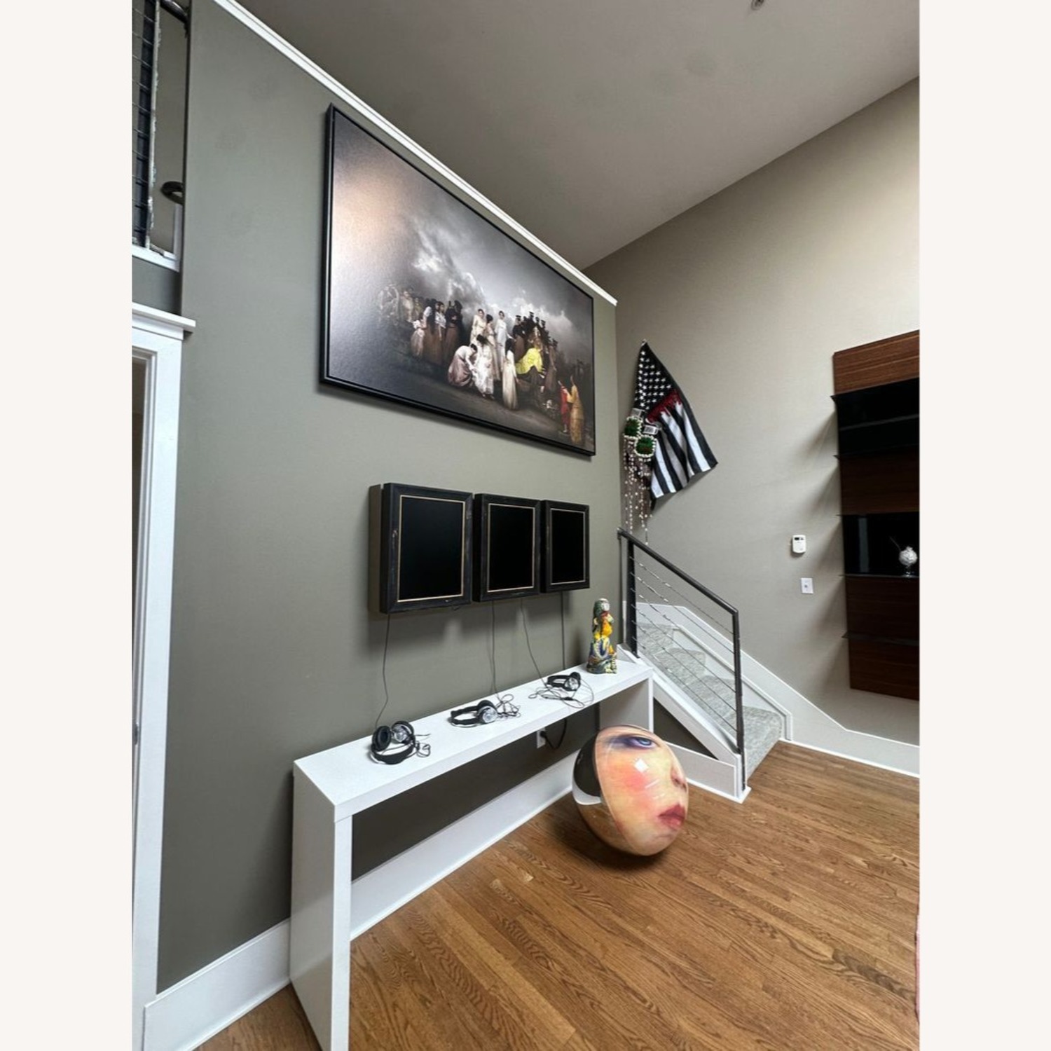 Wood Console Table in White Finish	 - image-1
