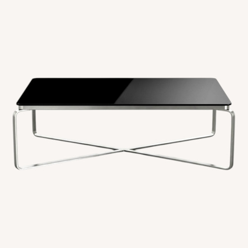 Used Cassina Smoked Glass and Metal Coffee Table  for sale on AptDeco